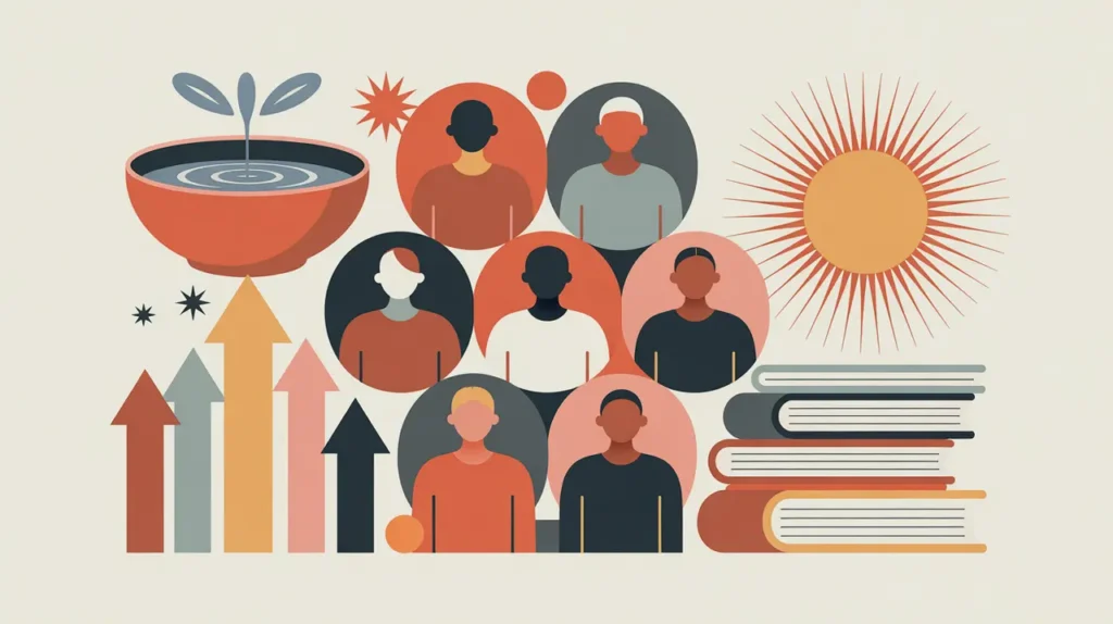 Community collaboration representing social advantage and wellbeing