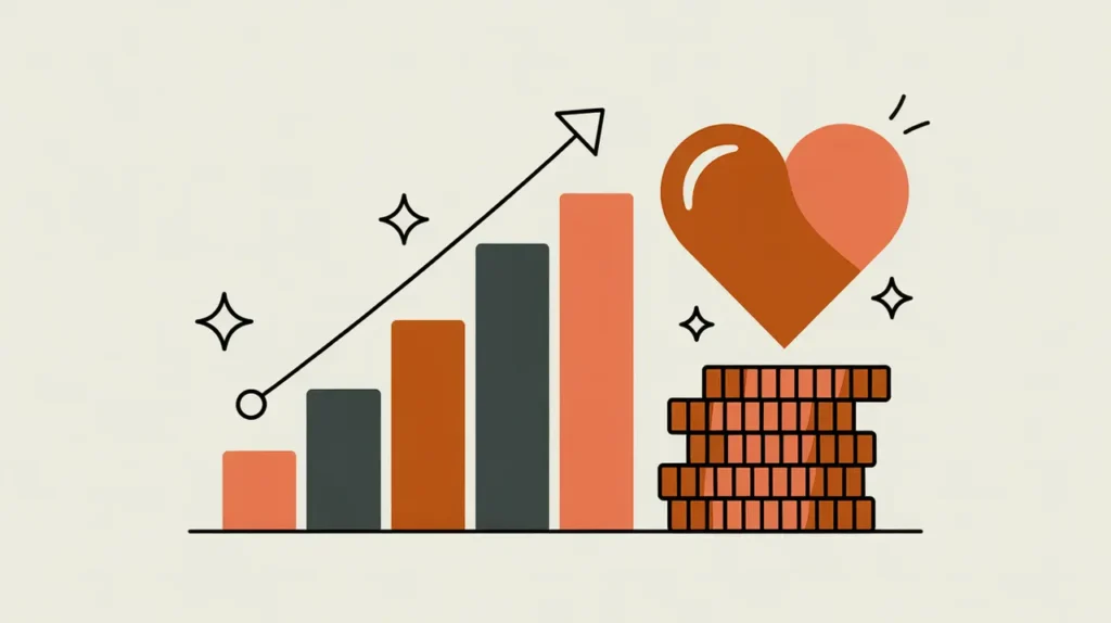 Conceptual illustration of social return on investment and impact measurement