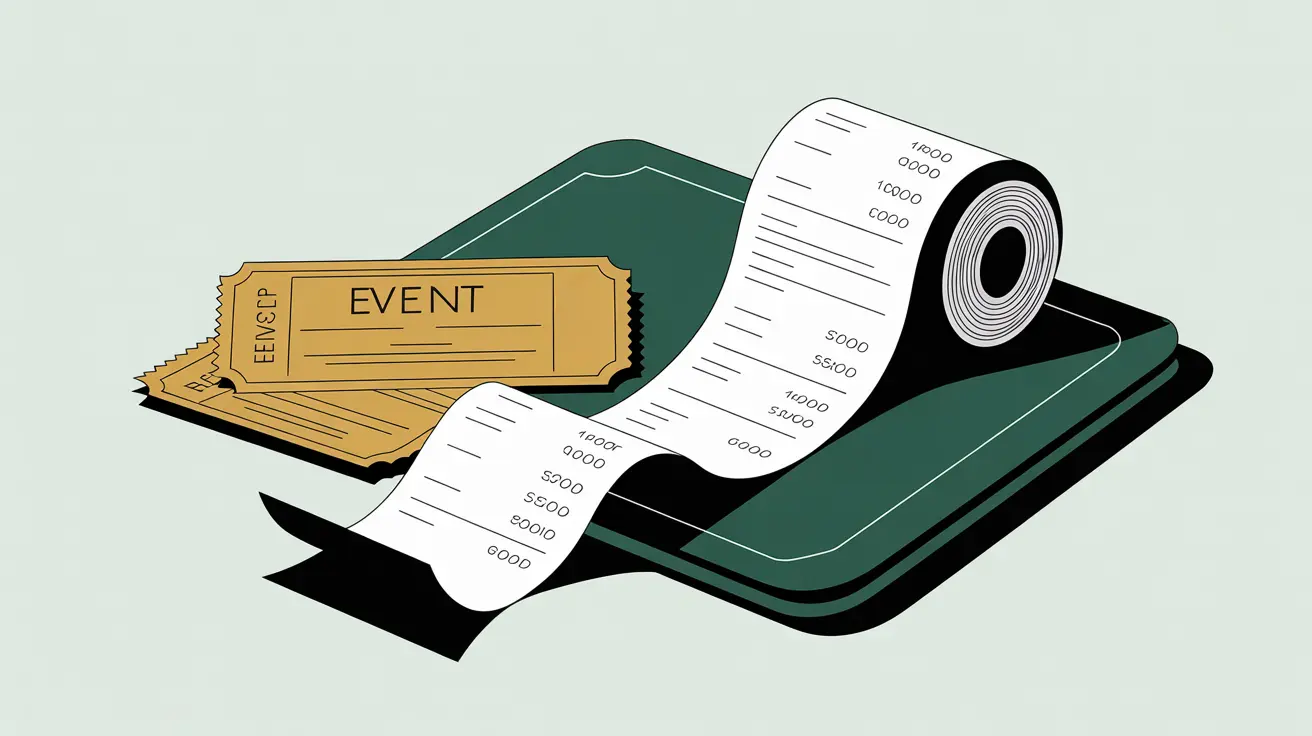 Illustration of receipt roll and event tickets representing special event direct costs