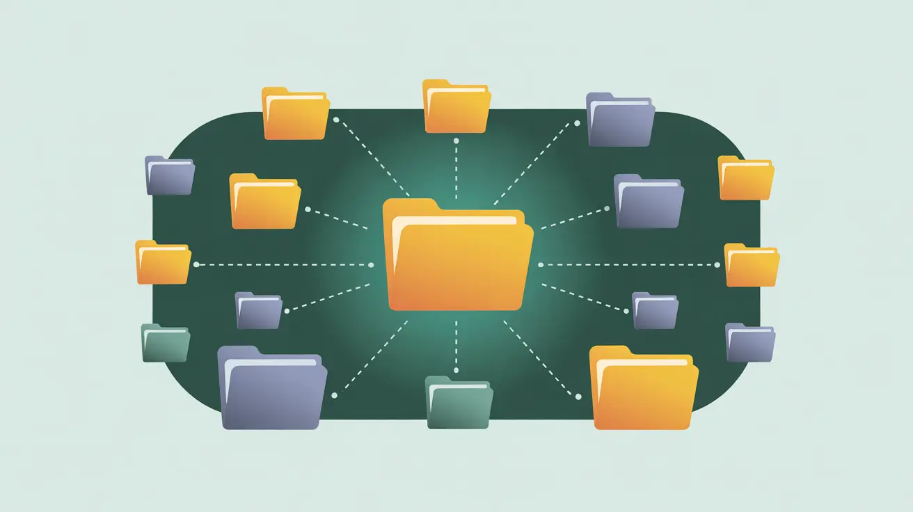 Illustration of central grant folder connected to subrecipient folders representing monitoring