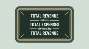 Formula for surplus or deficit ratio on blackboard with clean vector style