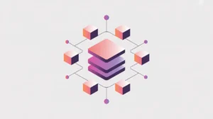 Dataset icon with cloned artificial data blocks in pink and purple tones