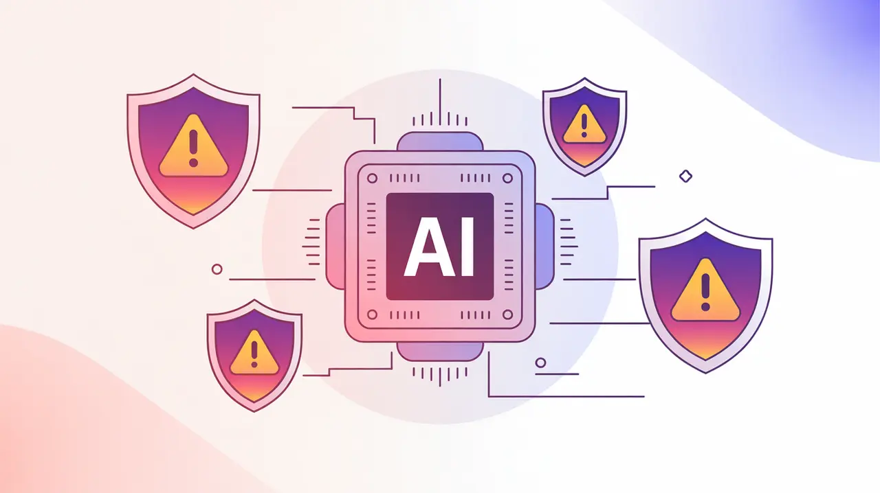AI system with external partner icons and warning shields representing third-party risk