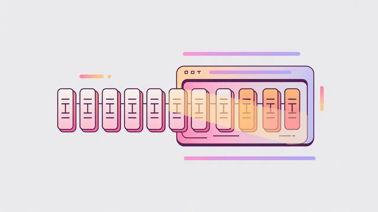 Illustration of text segmented into tokens with a glowing sliding context window