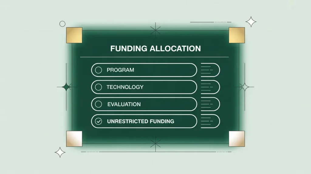 Illustration of a glowing funding allocation form with multiple unchecked options