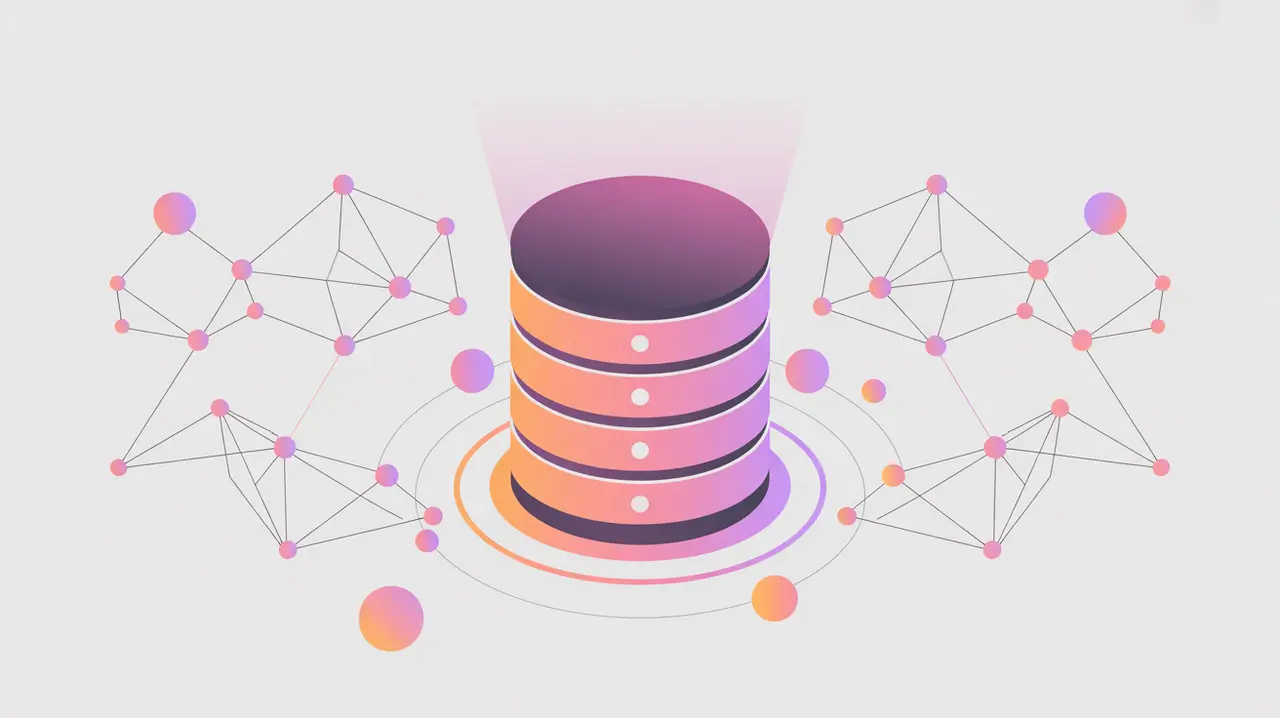 database cylinder with geometric clusters of points representing vector search