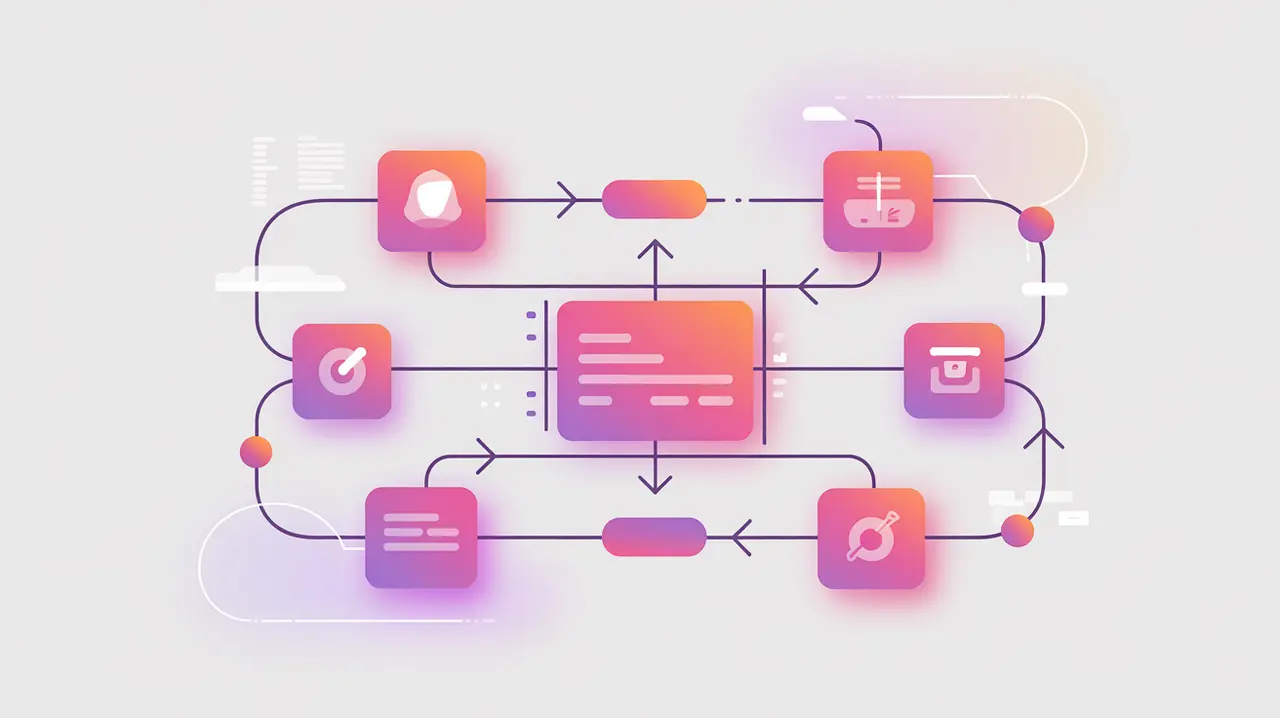 Flowchart with connected nodes symbolizing workflow automation