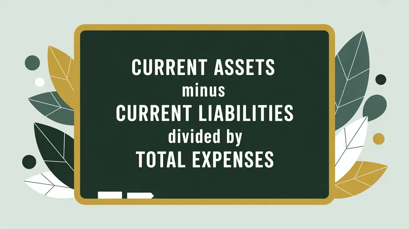 Formula for working capital ratio on blackboard with green and gold accents