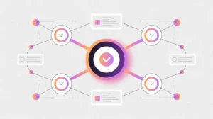 Network with multiple verification checkpoints symbolizing zero trust