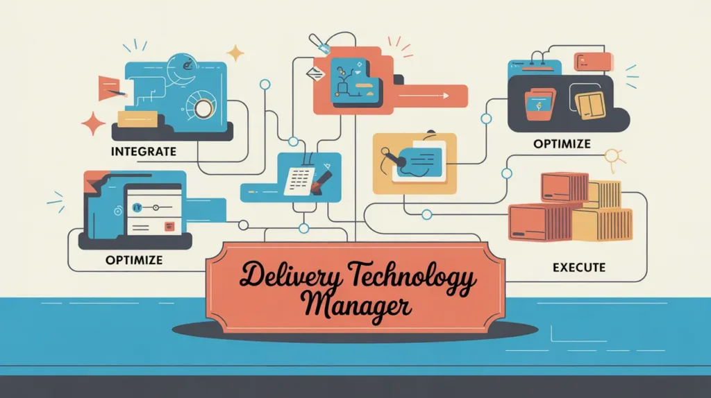 Digital logistics dashboard with delivery technology manager nameplate